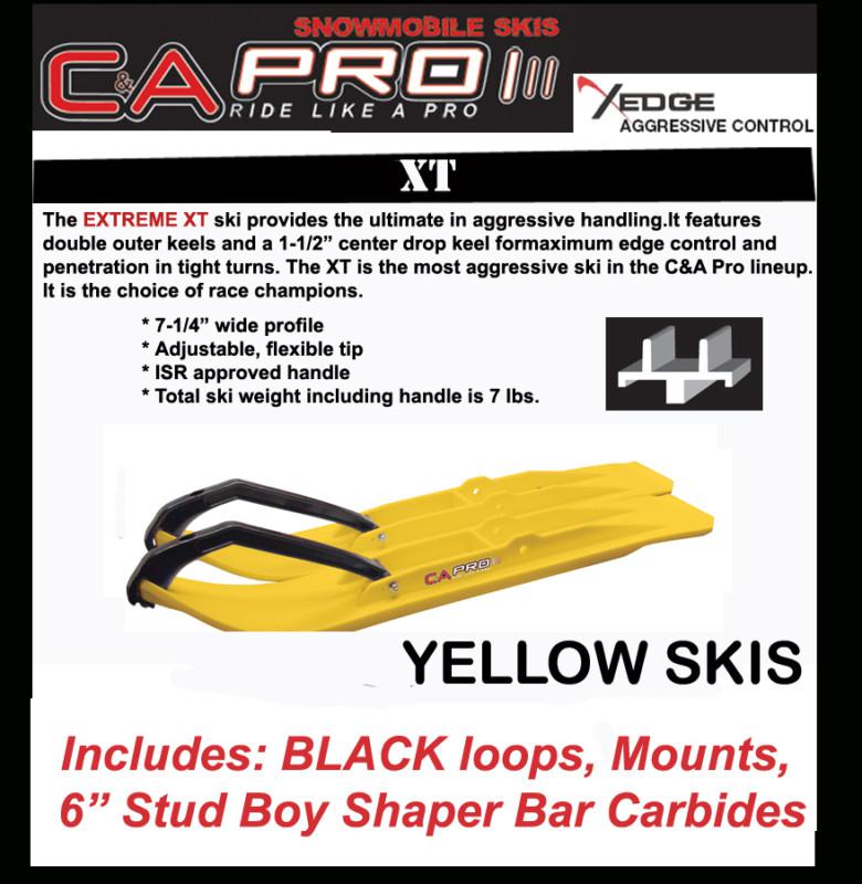 Ski-doo 2004 & newer rev/adsa/xp c&a pro xt extreme yel skis, mnts, shaper carbs