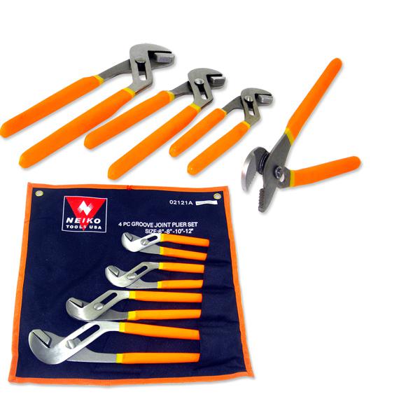 8 piece neiko groove joint polished plier set 6 8 10 12 inch 2 4pc sets