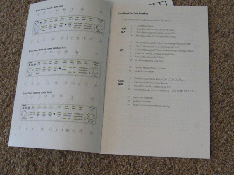 GARMIN GMA 340 AUDIO PANEL PILOTS GUIDE AIRCRAFT AVIONICS, US $19.95, image 3