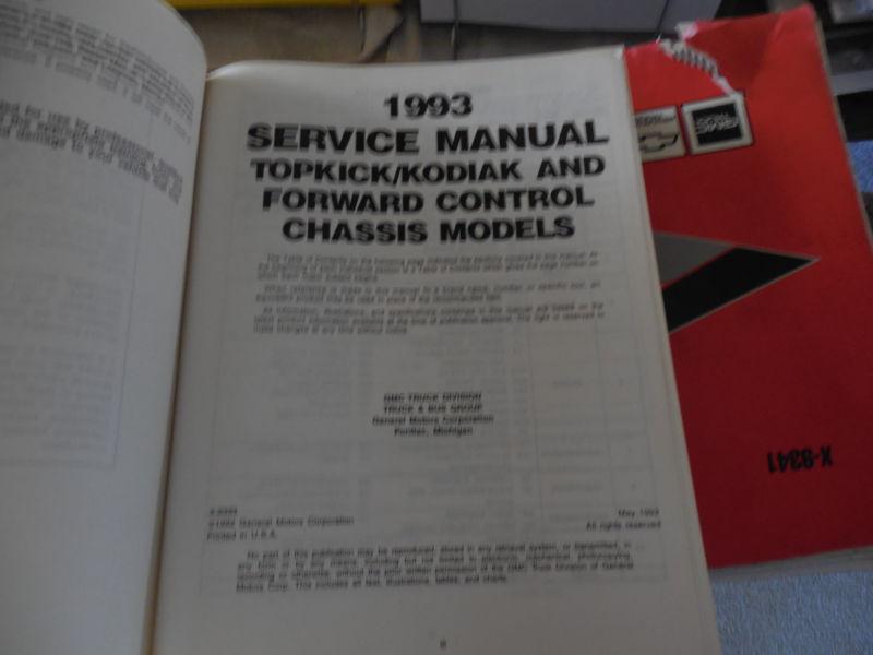 1993 gmc x-9333 topkick kodiak med duty fwd cont chasi service manual - like new