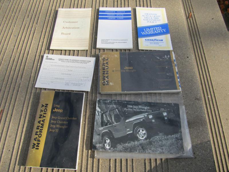 Sell Jeep YJ Wrangler 1994 Owners Manual set in Dickson City