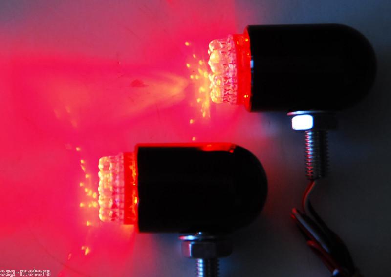 Motorcycle tail brake light turn signal red led black custom chrome cruiser atv