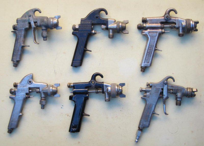 6 spray guns parts only binks devilbiss and ?