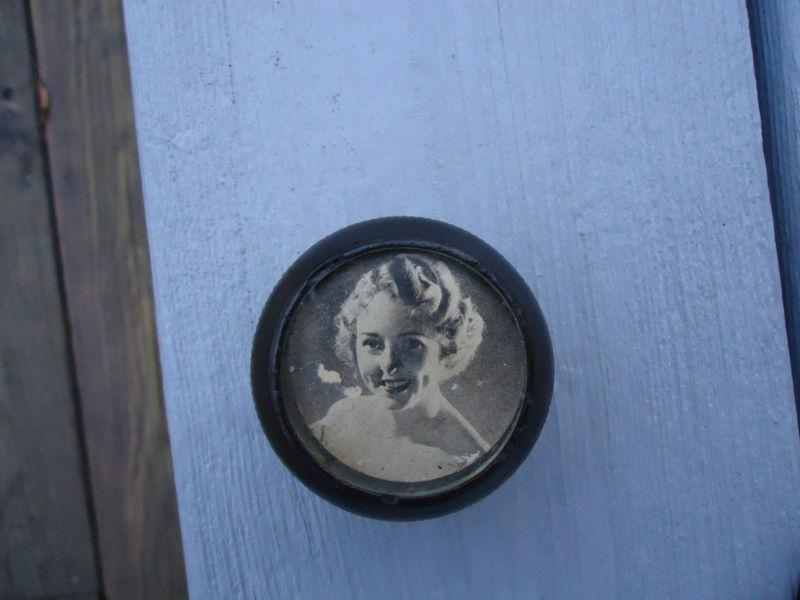 Vintage hard rubber shiftknob with period woman photo