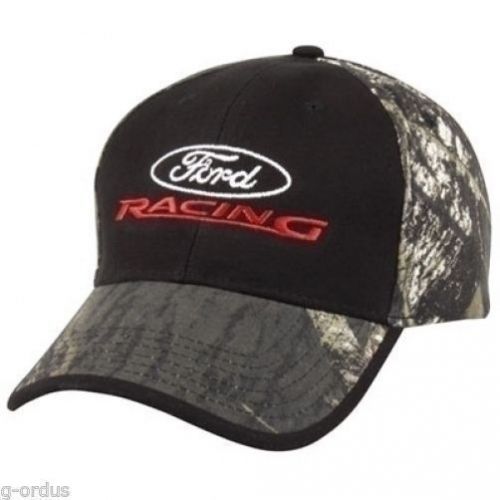 New embroidered ford racing black mossy oak camo camouflage hat/cap! nascar nhra