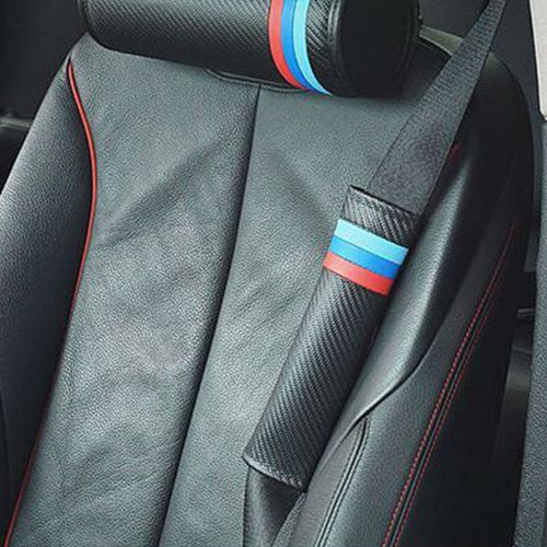 Pair m power carbon fiber car seat belt cushions shoulder pads for 118i 320i m6