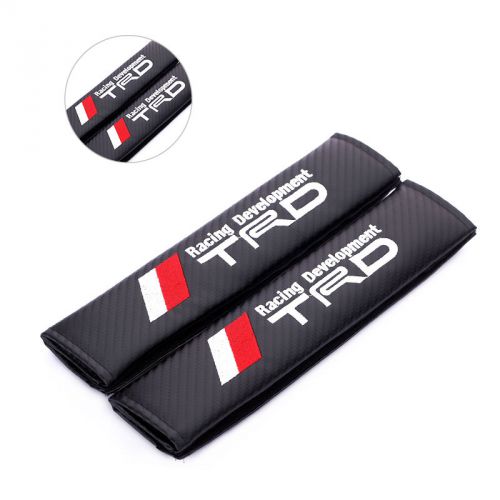 2pcs car carbon fiber seat belt cover black shoulder pads cushions for trd sport