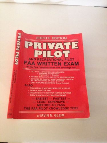 Private pilot eight edition book faa written exam irvin n. gleim recreational