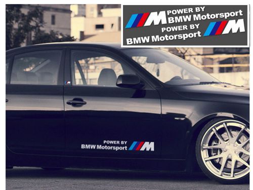 2pcs white m power by bmw motorsport 35.4" auto sides waist line decals stickers