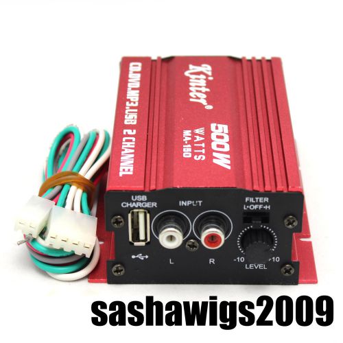 Hot!2 channels hi-fi red ampilifier with cable play ipod mp3 usb_ar011r