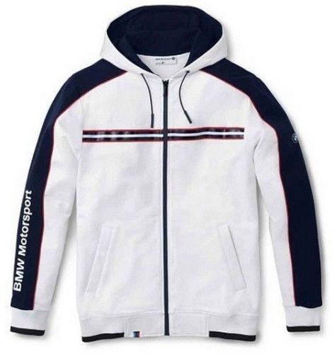 Bmw genuine hooded motorsport sweat jacket men white xxl 2xl