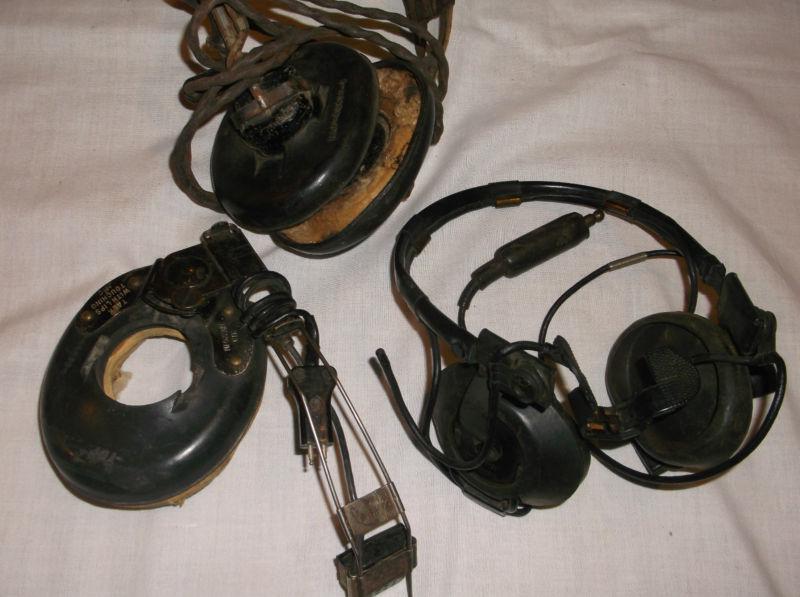 6 pilot headset remains, wwii - poor to fair lot