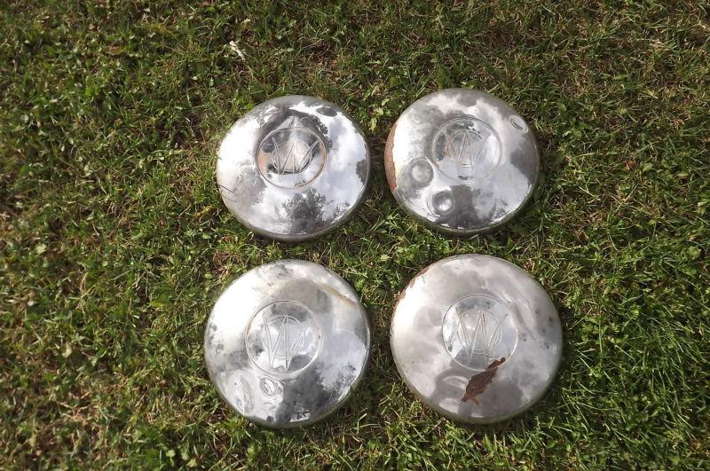 Set of four vintage willys hubcap moon dog dish overland jeepster wagon original