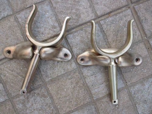Antique or vintage museum oar pair rowlock support for oars in brass / rowboat