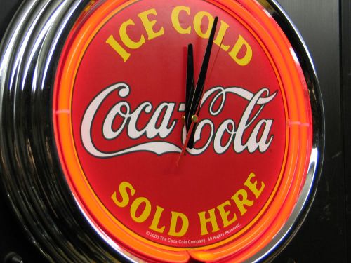 Classic coke cola red billiard garage man cave neon bar pub sign clock