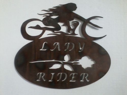 Biker  metal sign -  lady rider