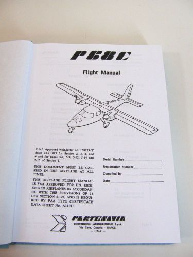Partenavia p68c aircraft flight manual pilot aviation (photocopy)