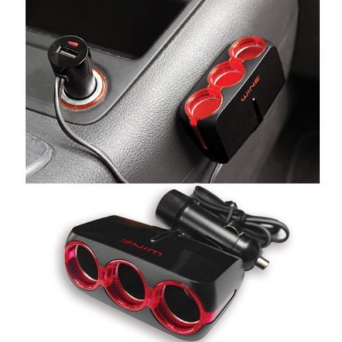 Sell NEW Autoban Red Wine 1 USB 3way Car Multi Socket Splitter 12V 24V in Korea, South, Korea