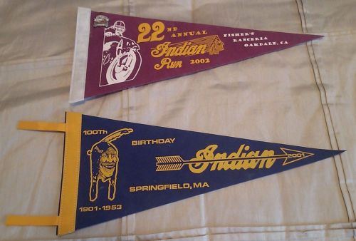 Indian motorcycle pennants 2001 100th b'day &amp; 2002 22nd annual indian run