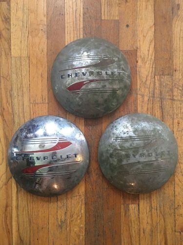 Vintage chevrolet 1940s/1950s dog dish hubcaps set of 3
