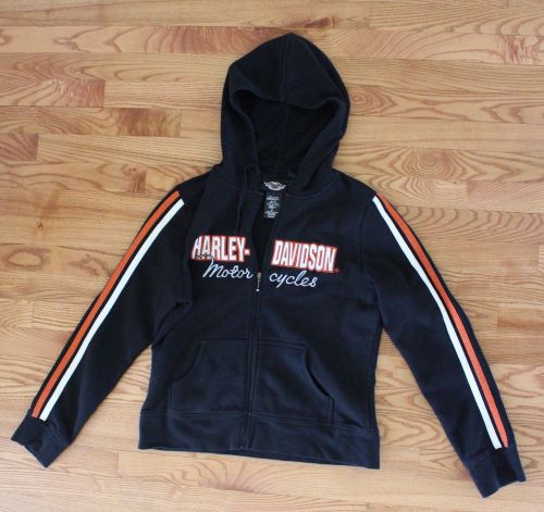 Harley davidson boys hoodie full zip size large black, orange and white