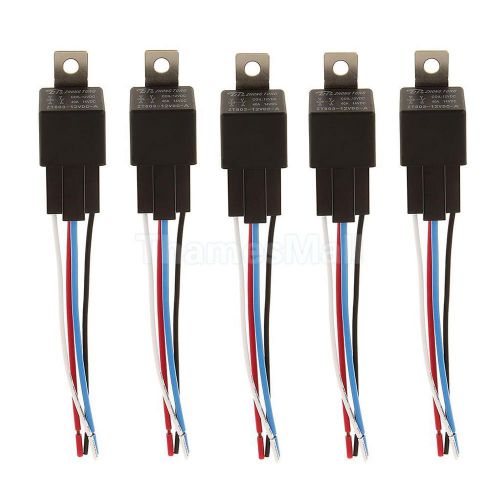 5xfused on/off automotive fused relay 12v 40a 4-pin normally open car bike