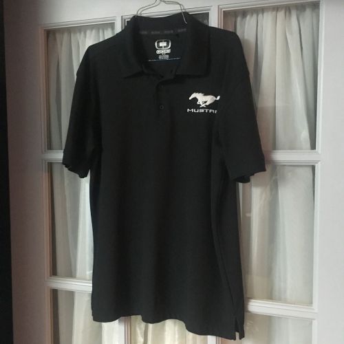 Ogio ford mustang pony men's size medium black 100% polyester polo shirt!