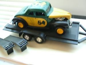 Ford,1940 modified coupe1/25 &amp; trailer  ,  hemmings  logos - dated- nice