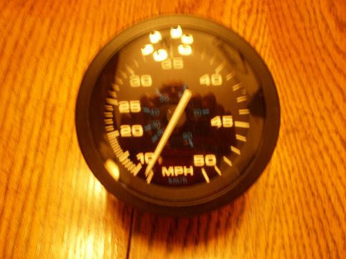 Faria speedometer  gauge 10-50 mph black face black rim   3.25" hole  b39