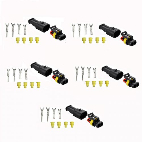 5 kits 2 pin way waterproof electrical terminals car truck wire connector plug