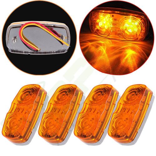 2pair sealed amber led 12diodes side marker trailer bus truck clearance light