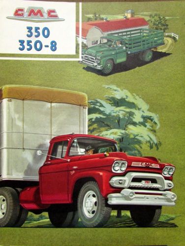 1958 gmc truck 350 &amp; 350-8 series original color sales brochure folder