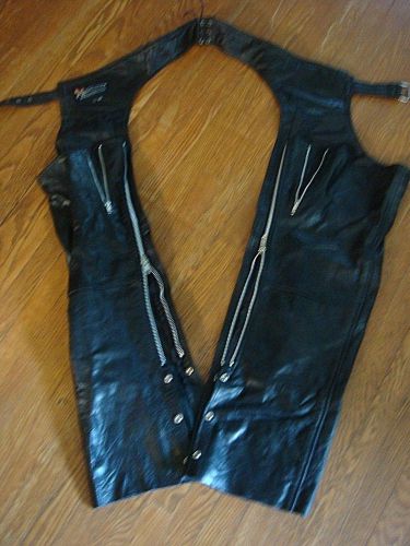 Men&#039;s black leather chaps - for riding motorcycle