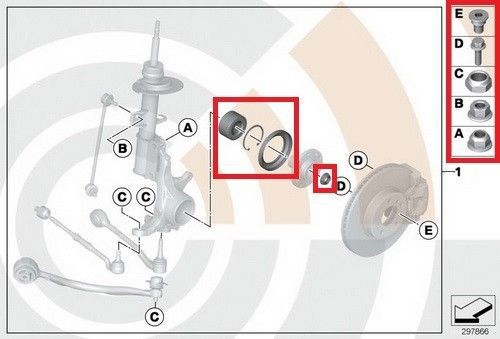 Bmw genuine front left or right wheel bearing service repair kit e53 31222311521