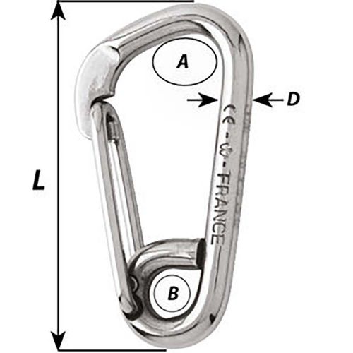 Wichard asymmetric carbine hook - length 100mm - 13/32"