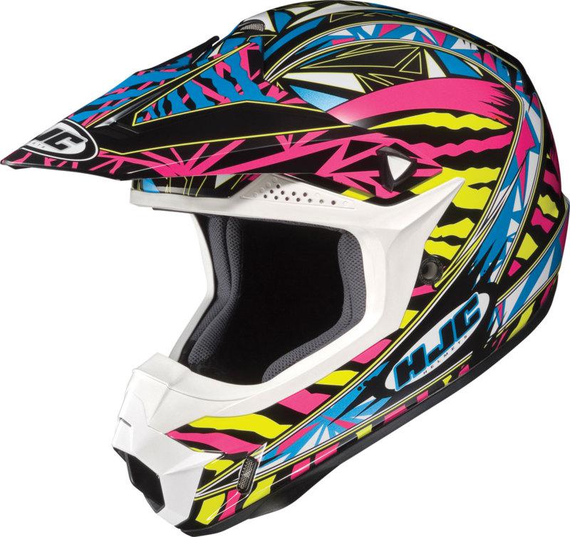 Hjc cl-x6 fuze motocross helmet magenta, cyan, yellow xlarge