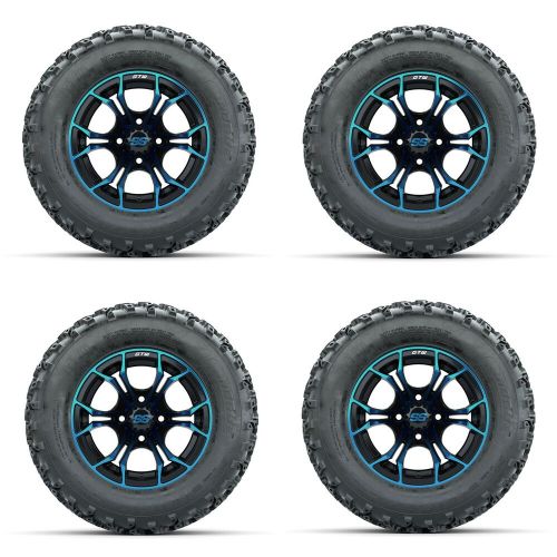 Golf cart gtw 12" spyder blue black wheel | 23x10-12 rogue at tire | 4 set
