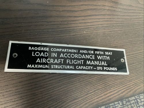 Beechcraft bonanza baggage placard p/n 95-534026
