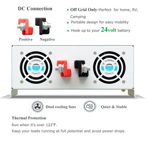 3000W 24V to 120V Pure Sine Wave Inverter Solar Power System Car Battery Camp RV, US $251.75, image 5