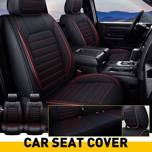 Leather Car Front Rear Seat Cover Full Set Black+Red For 2008-2022 Toyota Tundra, US $99.99, image 8