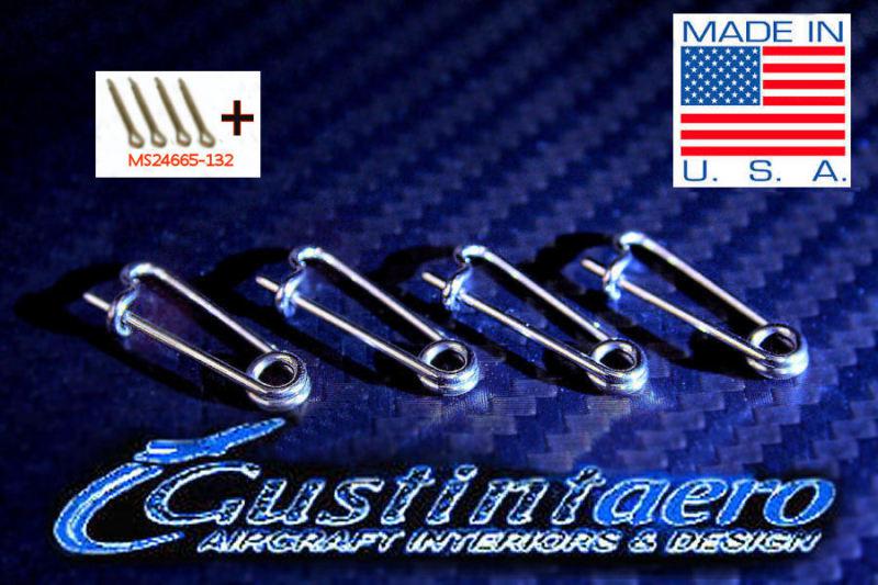 Cessna seat stop parts /// 4x cutter pin + 4x stainless steel lock clips