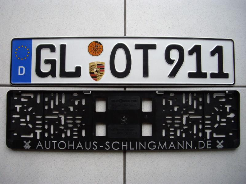 Gen. porsche 911,996,997,gt2,gt3 license plate from germany + mounting bracket