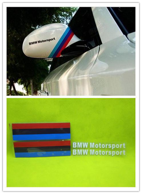 Bmw motorsport rearview mirror logo badge emblem badge decal car stickers-white