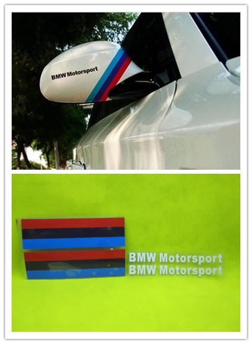 Bmw motorsport rearview mirror logo badge emblem badge decal car stickers-white