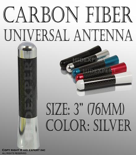 Gmc 3" 7.6cm 100% carbon fiber silver short universal fit antenna gk7