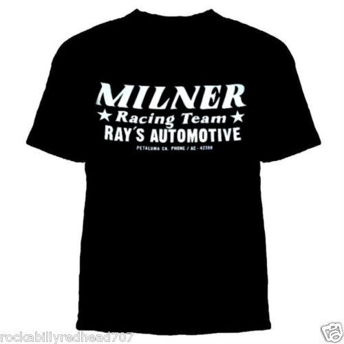  black milner racing t-shirt m l xl 2x american graffiti movie hot rat rod xxl