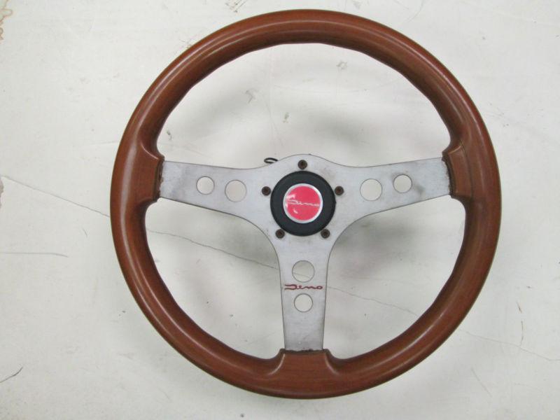 Dino made in italy 13" steering wheel 3-spoke wood & metal w/ hub