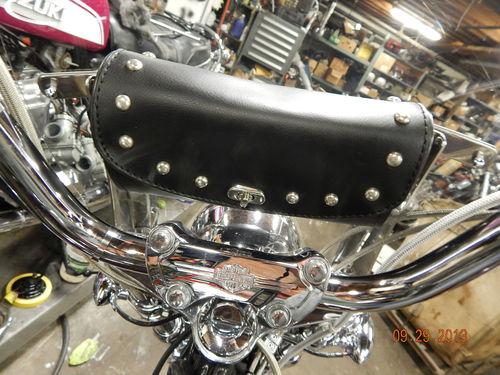 Windshield bag pouch harley softail heritage motorcycle studs honda kawasaki suz