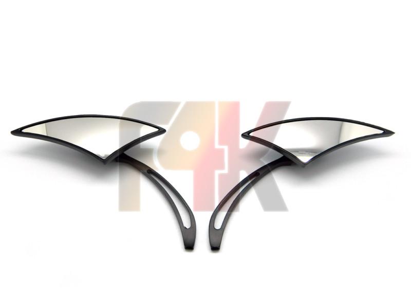 UNIVERSAL BLACK BLADE MOTORCYCLE CRUISER CUSTOM REARVIEW SIDE MIRRORS 8MM 10MM, US $16.95, image 2