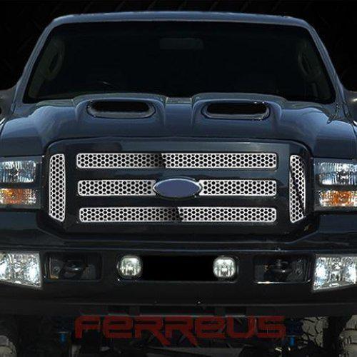 Ford superduty 05-07 circle punch polished stainless truck grill add-on